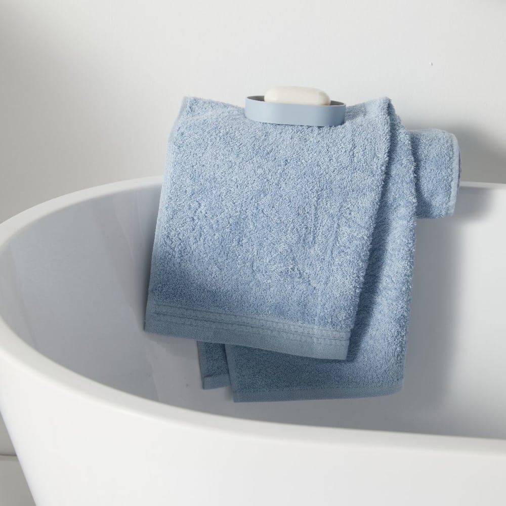 Lot de 2 gants de toilette coton uni 16x21 cm bleu — vue 4