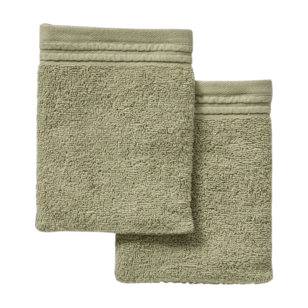 Lot de 2 gants de toilette coton uni  16x21 cm vert