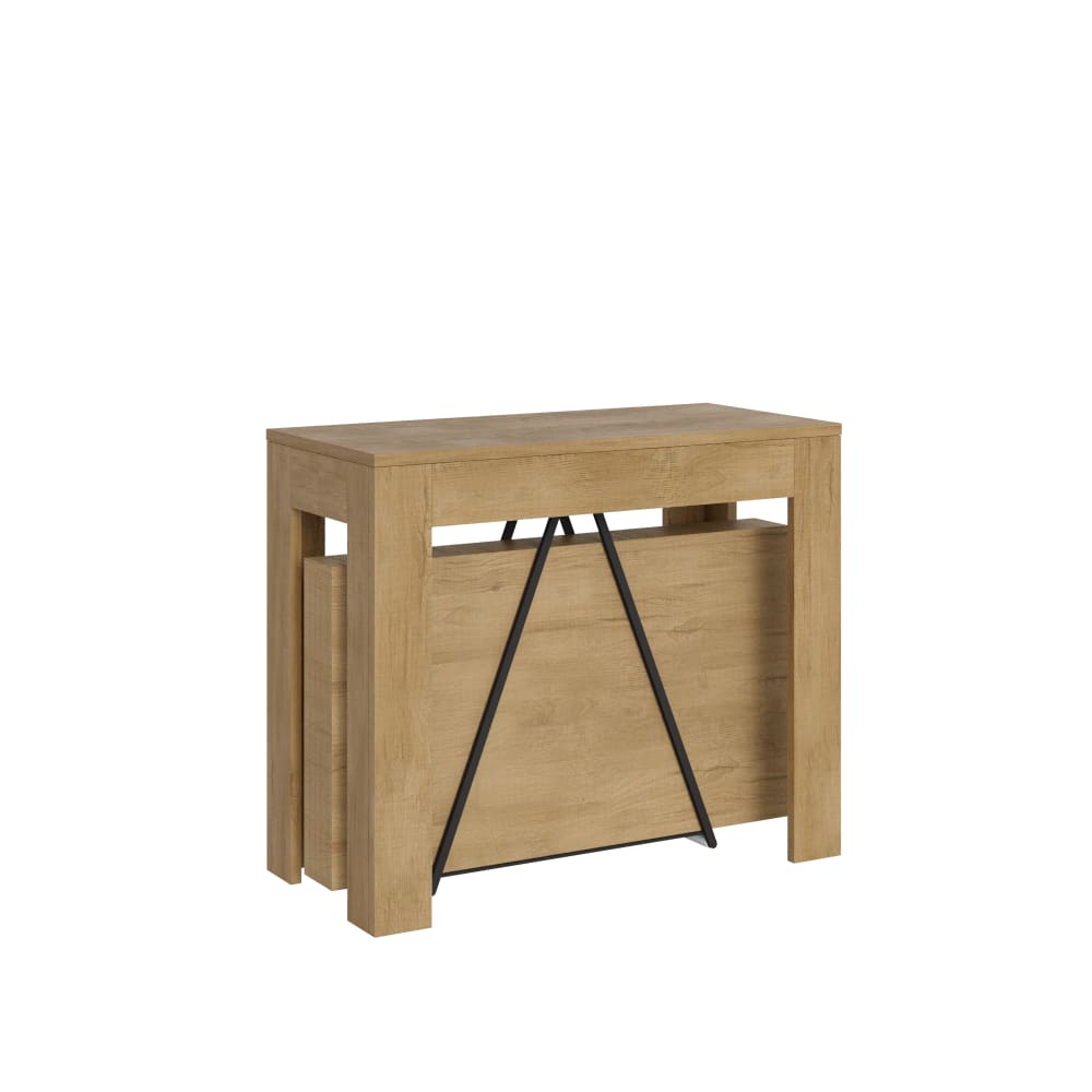 Console extensible effet bois chêne nature 90x42/198 cm