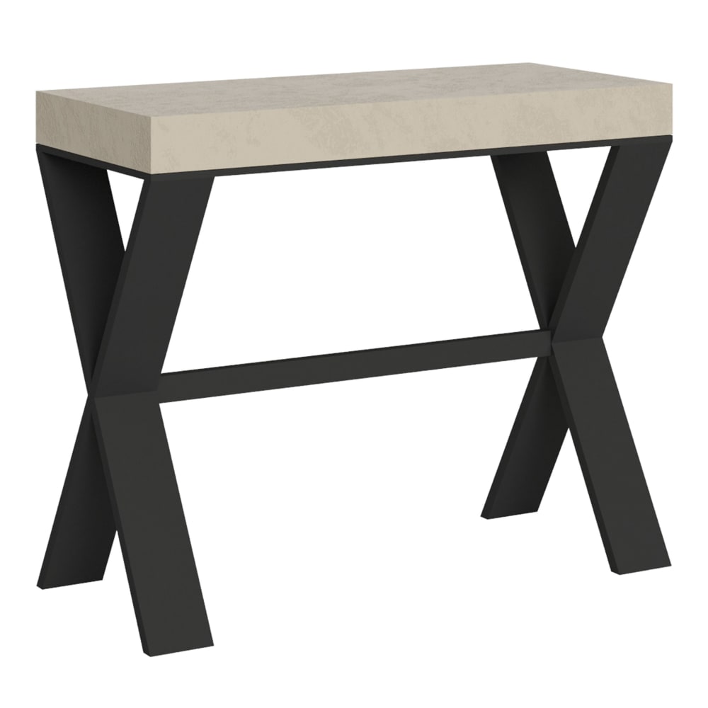Itamoby Ausziehbarer Konsolentisch 90x40/196cm in Holzoptik Kaschmir, Eisen style modern Grau Spanplatte
