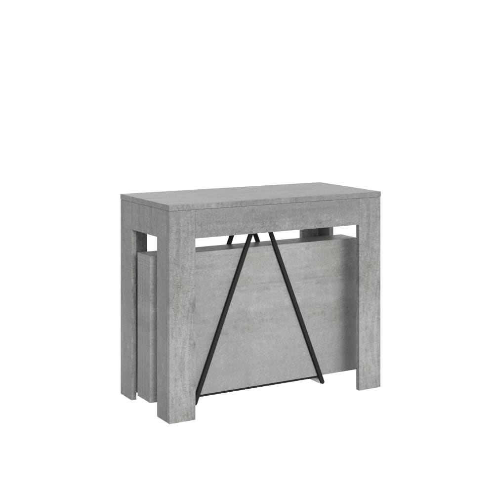 Console extensible effet béton gris 90x42/302 cm