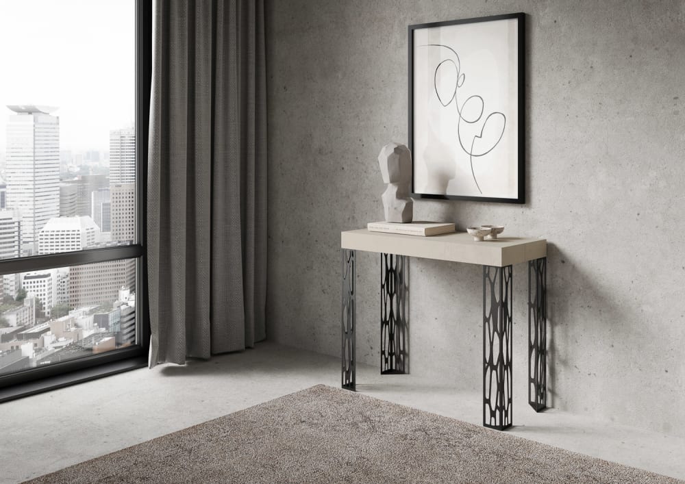 Console extensible effet bois gris cachemire 90x40/300 cm