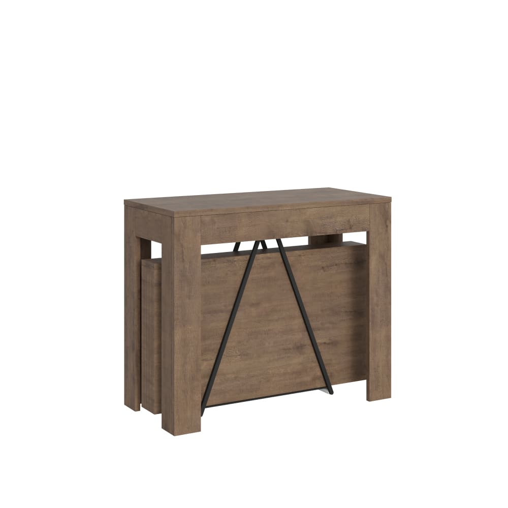 Console extensible effet bois noyer 90x42/198 cm