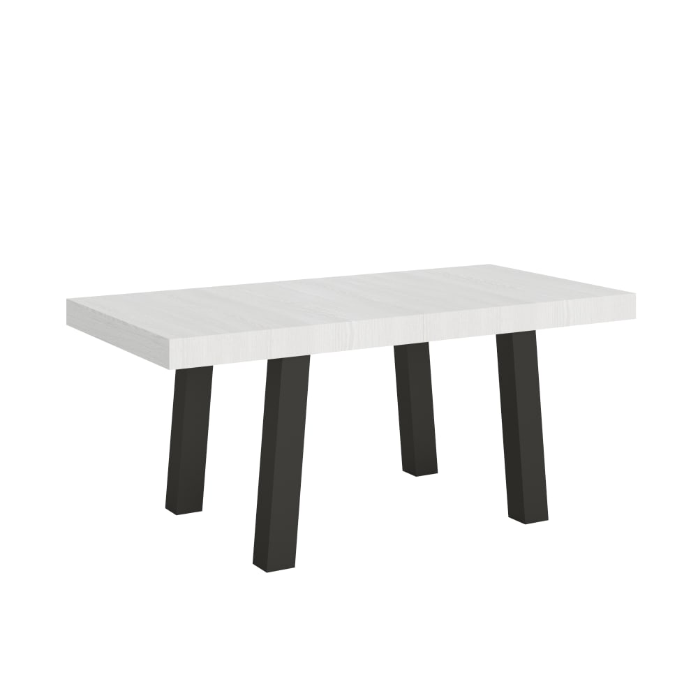 Table extensible effet bois frêne blanc 90x200/304 cm