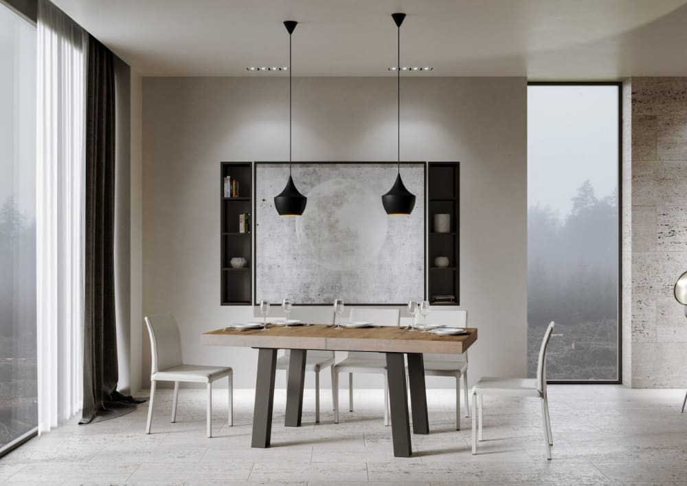 Ausziehtisch 90x200/460 cm in Holzoptik Nussbaum, Eisen - Maisons