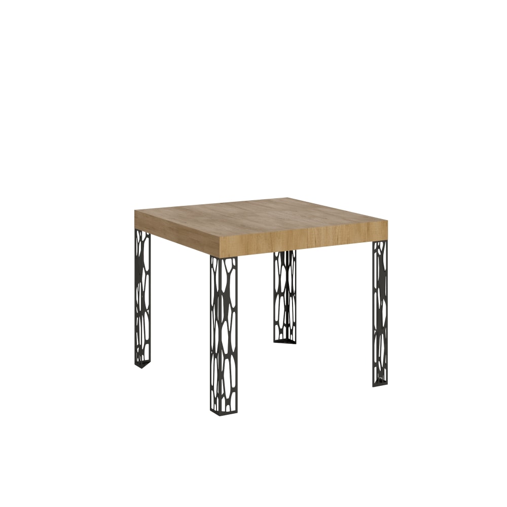 Itamoby Ausziehtisch 90x90/246 cm in Holzoptik Eiche Natur, Eisen style modern Braun Spanplatte