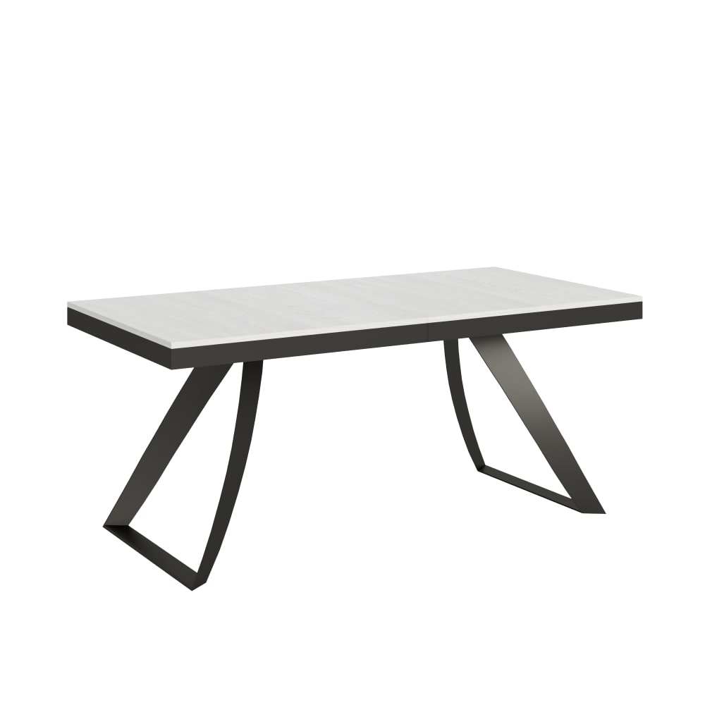 Table extensible effet bois frêne blanc 90x180/284 cm