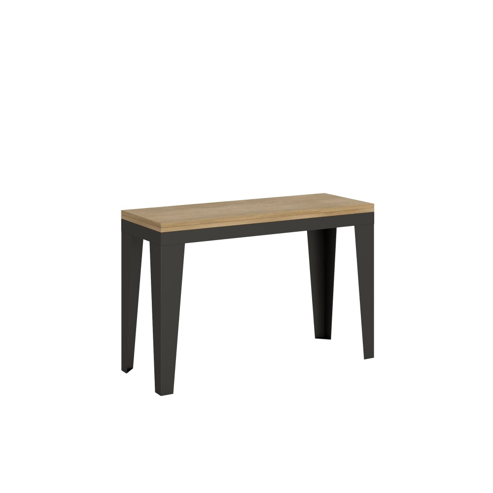 Table extensible portefeuille effet bois chêne nature 120x45/90 cm