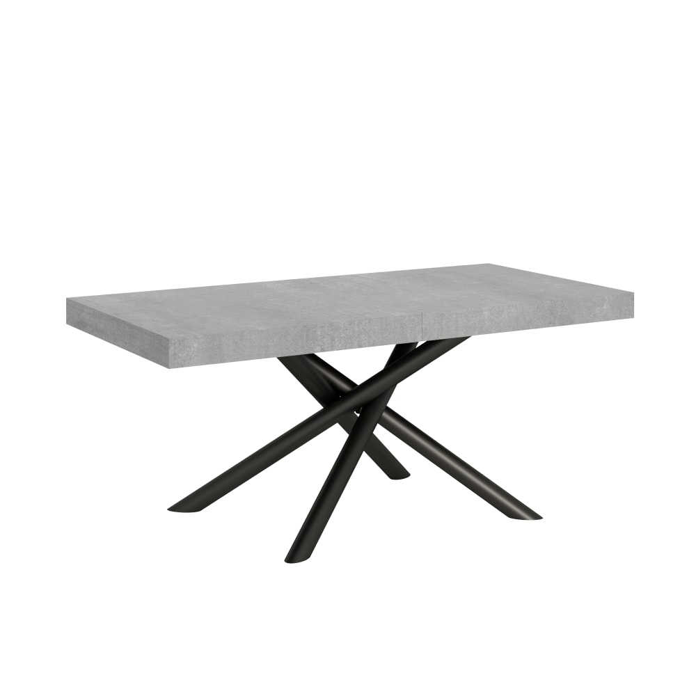 Table extensible effet béton gris 90x200/304 cm
