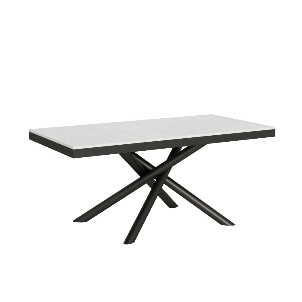 Table extensible effet bois frêne blanc 90x180/284 cm