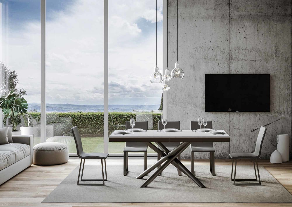 Ausziehtisch 90x180/284 cm in Holzoptik Esche weiß, Eisen -