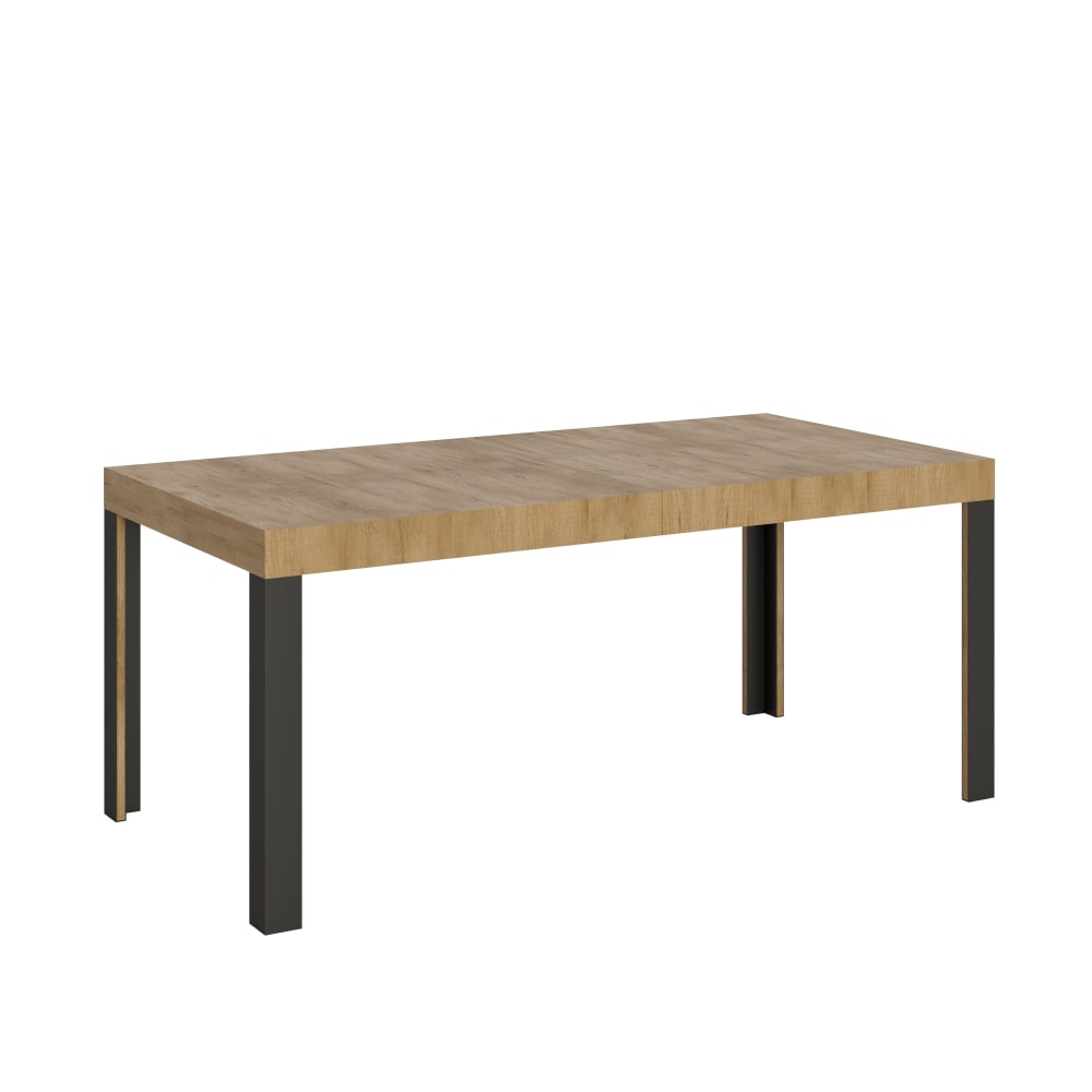 Table extensible effet bois chêne nature 90x200/304 cm