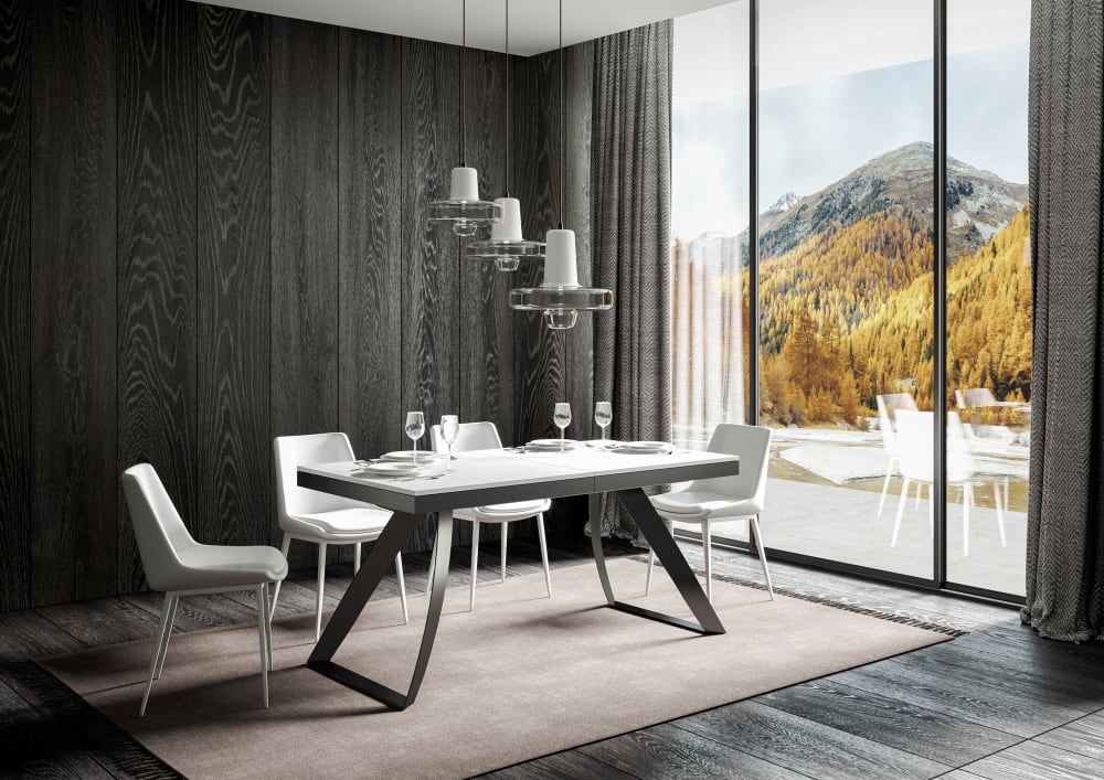 Ausziehtisch 90x160/264 cm in Holzoptik Esche weiß, Eisen -