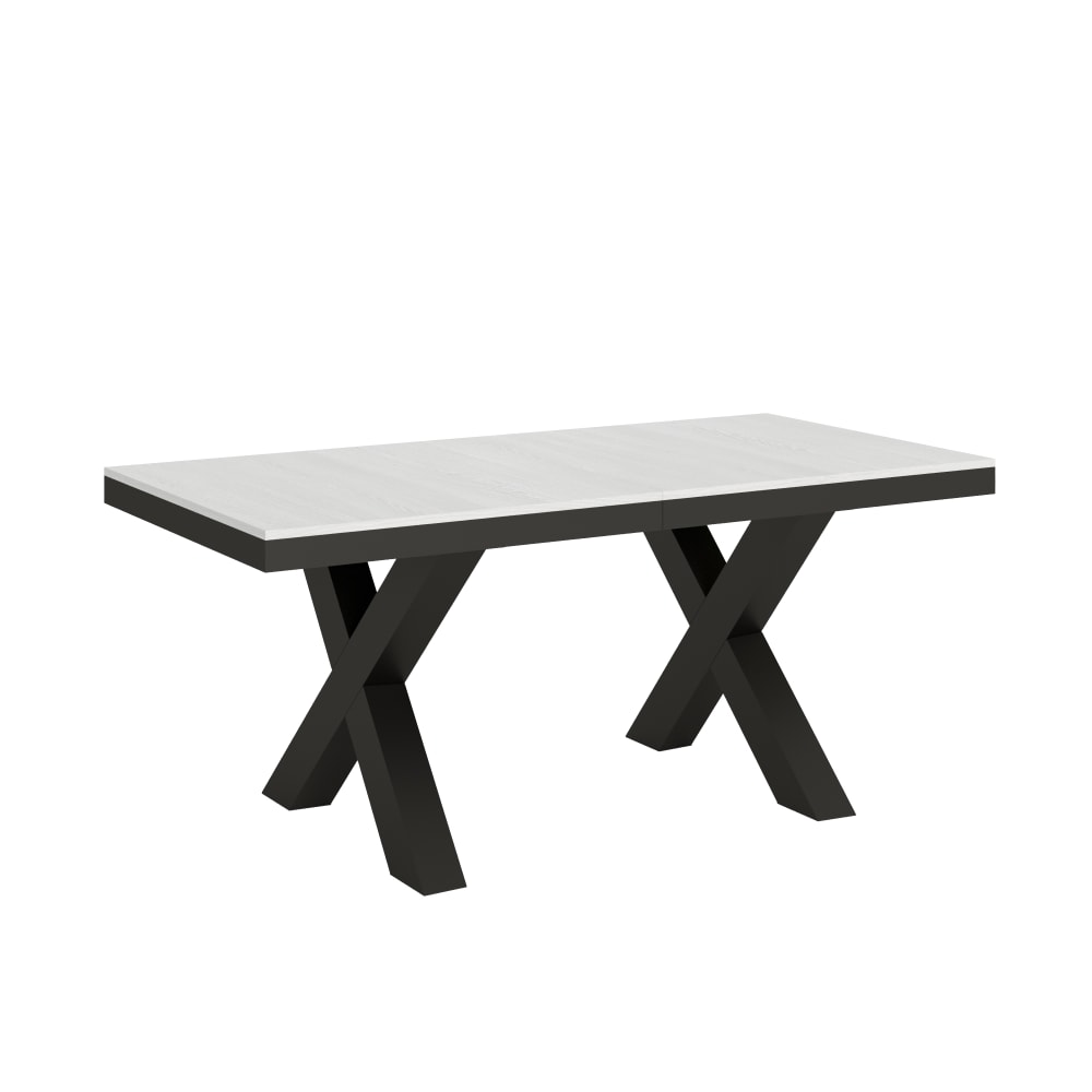 Table extensible effet bois frêne blanc 90x180/284 cm