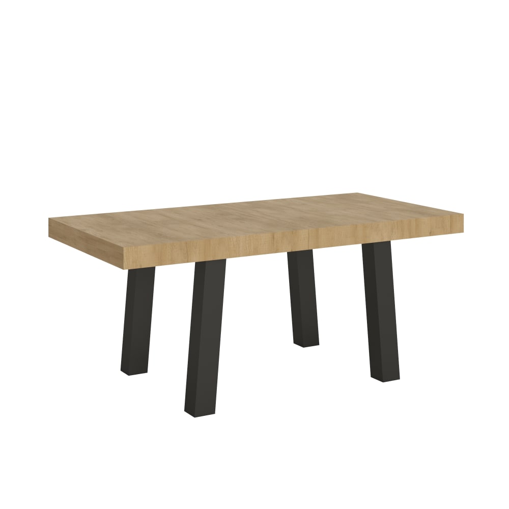 Table extensible effet bois chêne nature 90x200/304 cm