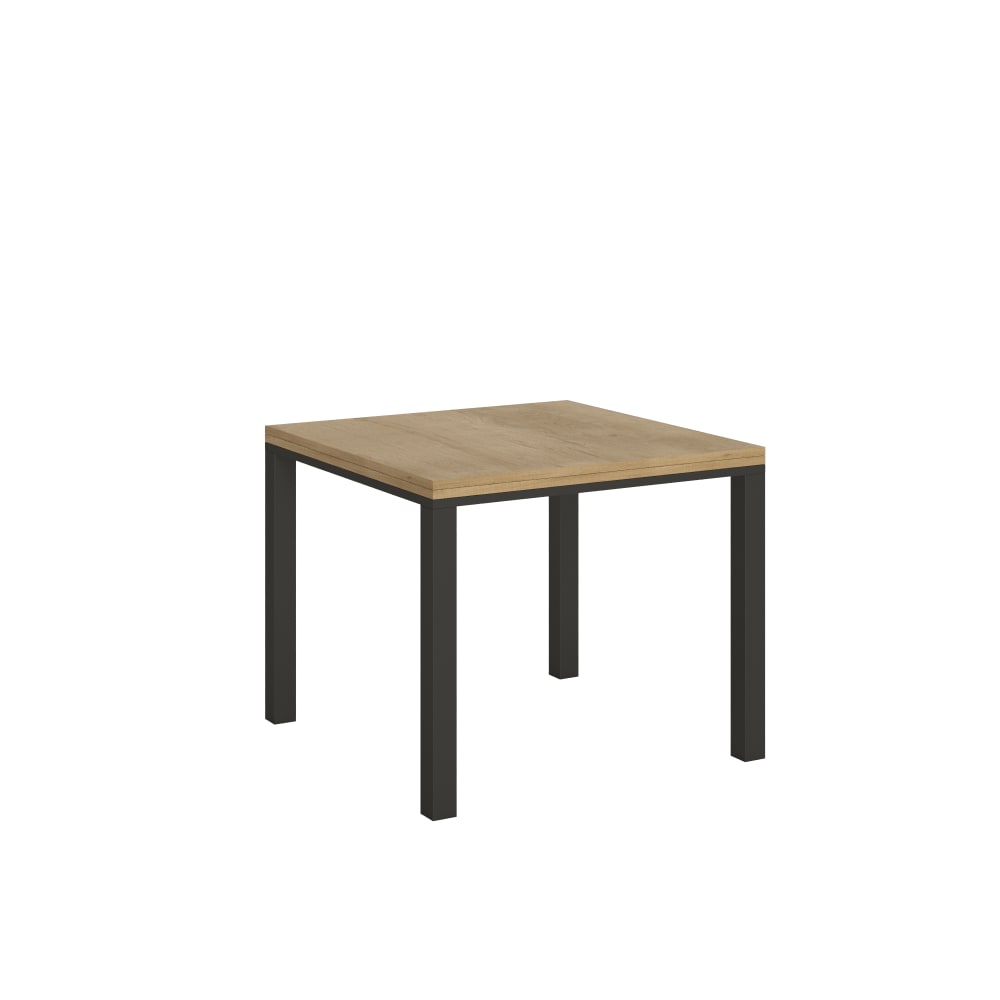 Itamoby Ausziehtisch 90x90/180 cm in Holzoptik Eiche Natur, Eisen style modern Braun Spanplatte