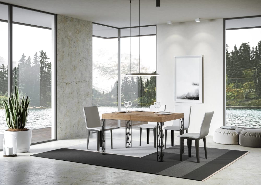 Ausziehtisch 80x140/224 cm in Holzoptik Eiche Natur, Eisen -
