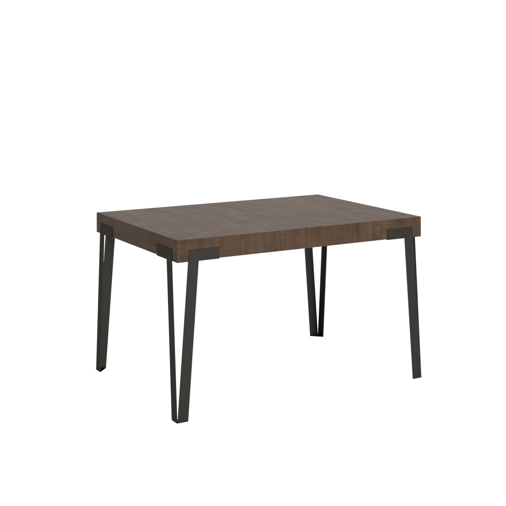 Table extensible effet bois noyer 90x140/244 cm