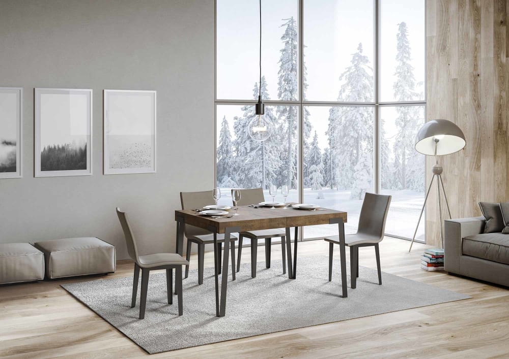 Ausziehtisch 90x140/244 cm in Holzoptik Nussbaum, Eisen - Maisons