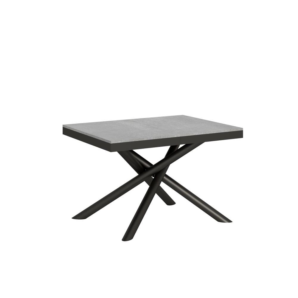 Itamoby Ausziehtisch 90x120/380 cm in Holzoptik Zementgrau, Eisen style modern - Spanplatte