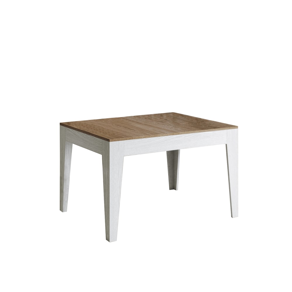 Table extensible effet bois frêne blanc 90x120/180 cm