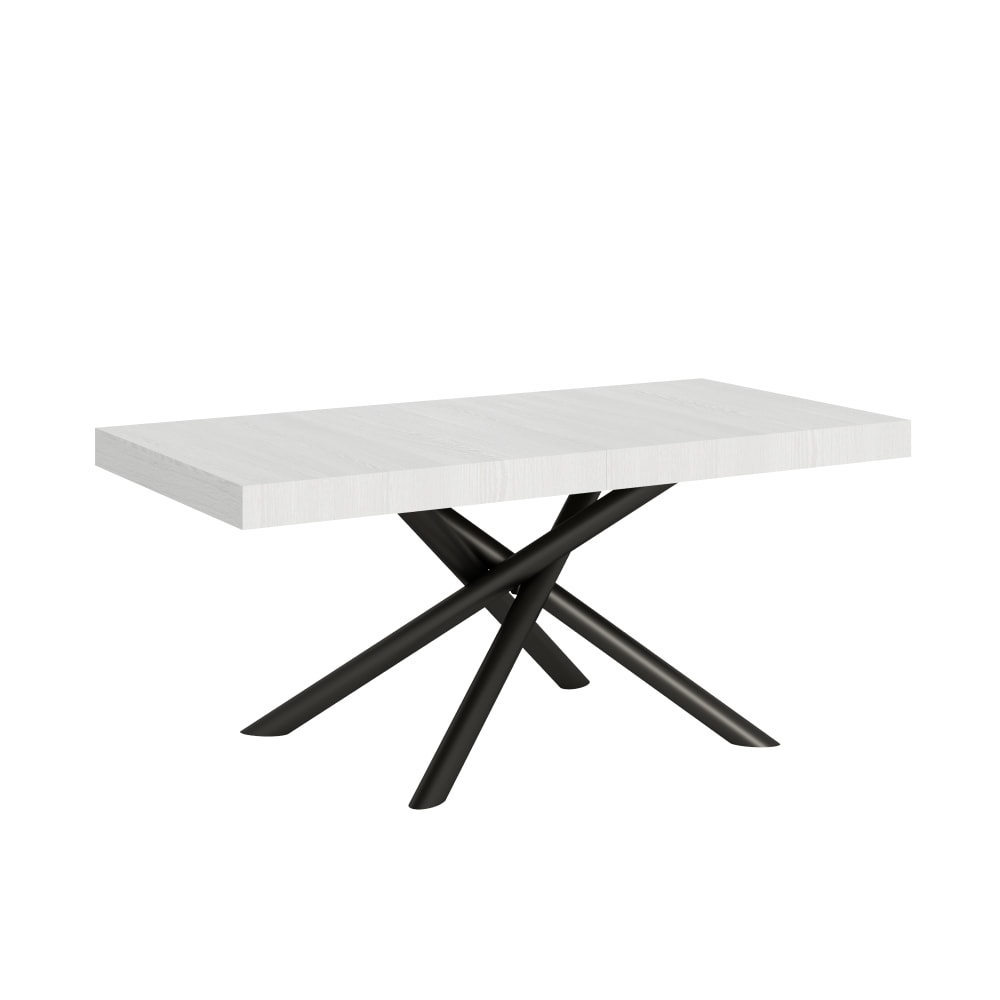 Table extensible effet bois frêne blanc 90x200/460 cm
