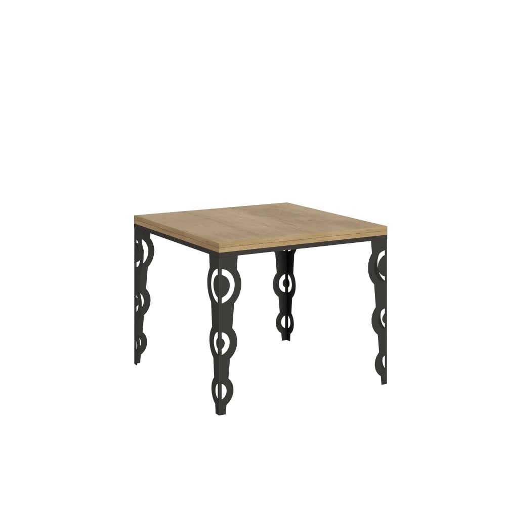 Itamoby Ausziehtisch 90x90/180 cm in Holzoptik Eiche Natur, Eisen style modern Braun Spanplatte