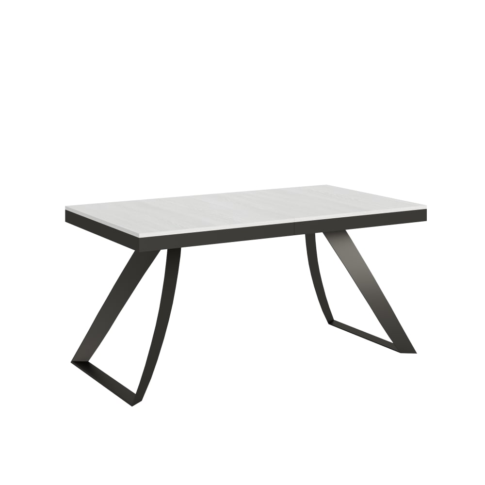 Itamoby Ausziehtisch 90x160/420 cm in Holzoptik Esche weiß, Eisen style modern - Spanplatte