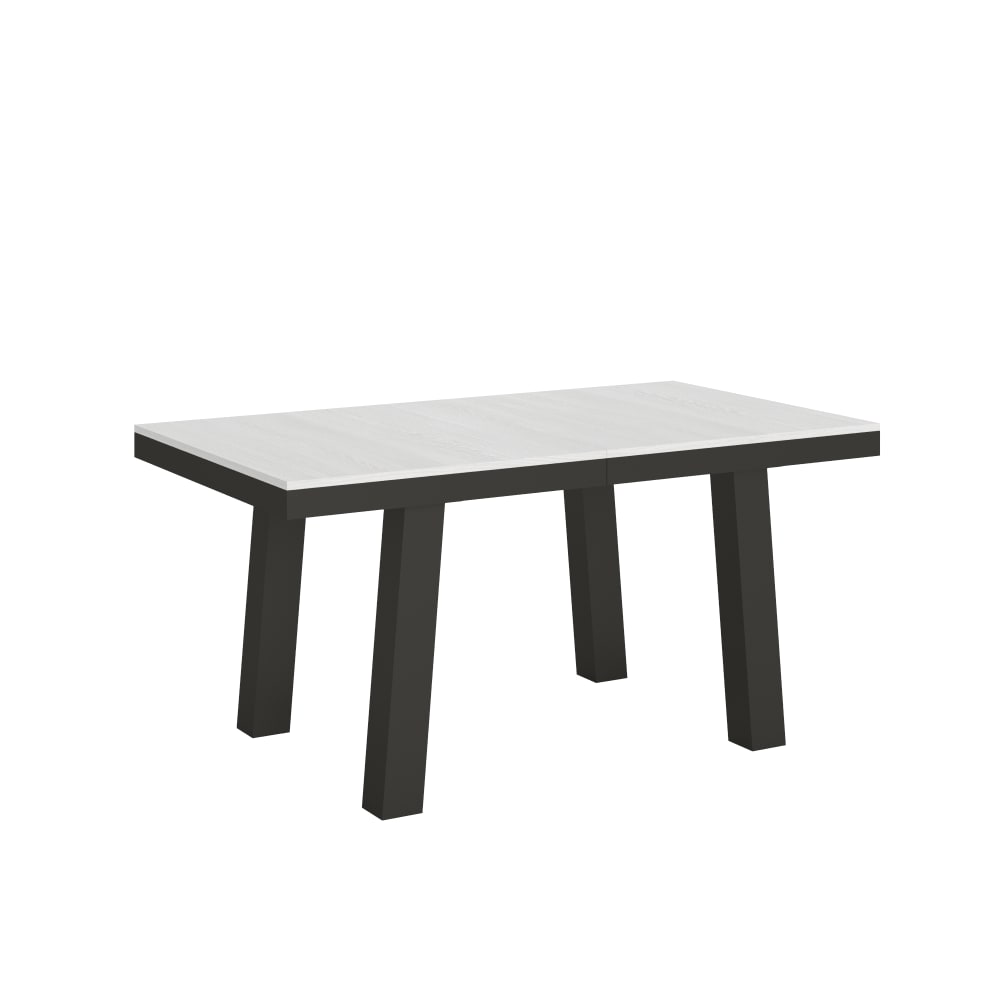 Table extensible effet bois frêne blanc 90x160/264 cm