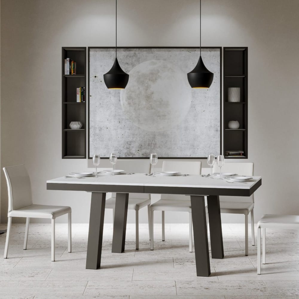 Ausziehtisch 90x160/264 cm in Holzoptik Esche weiß, Eisen -