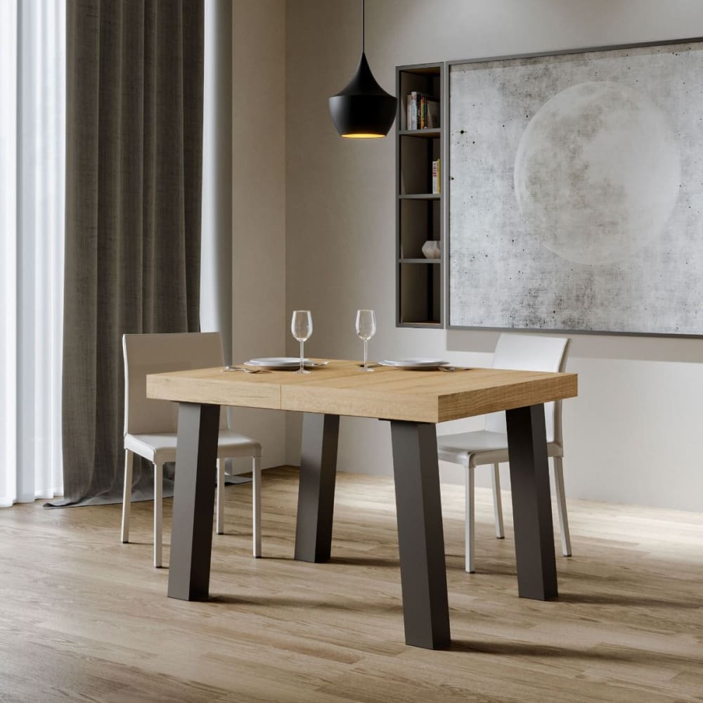 Ausziehtisch 90x120/380 cm in Holzoptik Eiche Natur, Eisen -