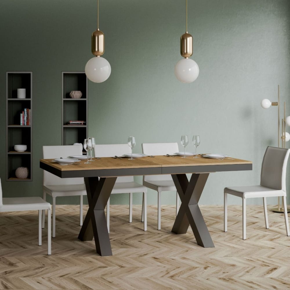 Ausziehtisch 90x180/284 cm in Holzoptik Eiche Natur, Eisen -