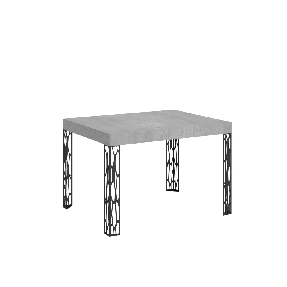 Table extensible effet béton gris 80x120/204 cm