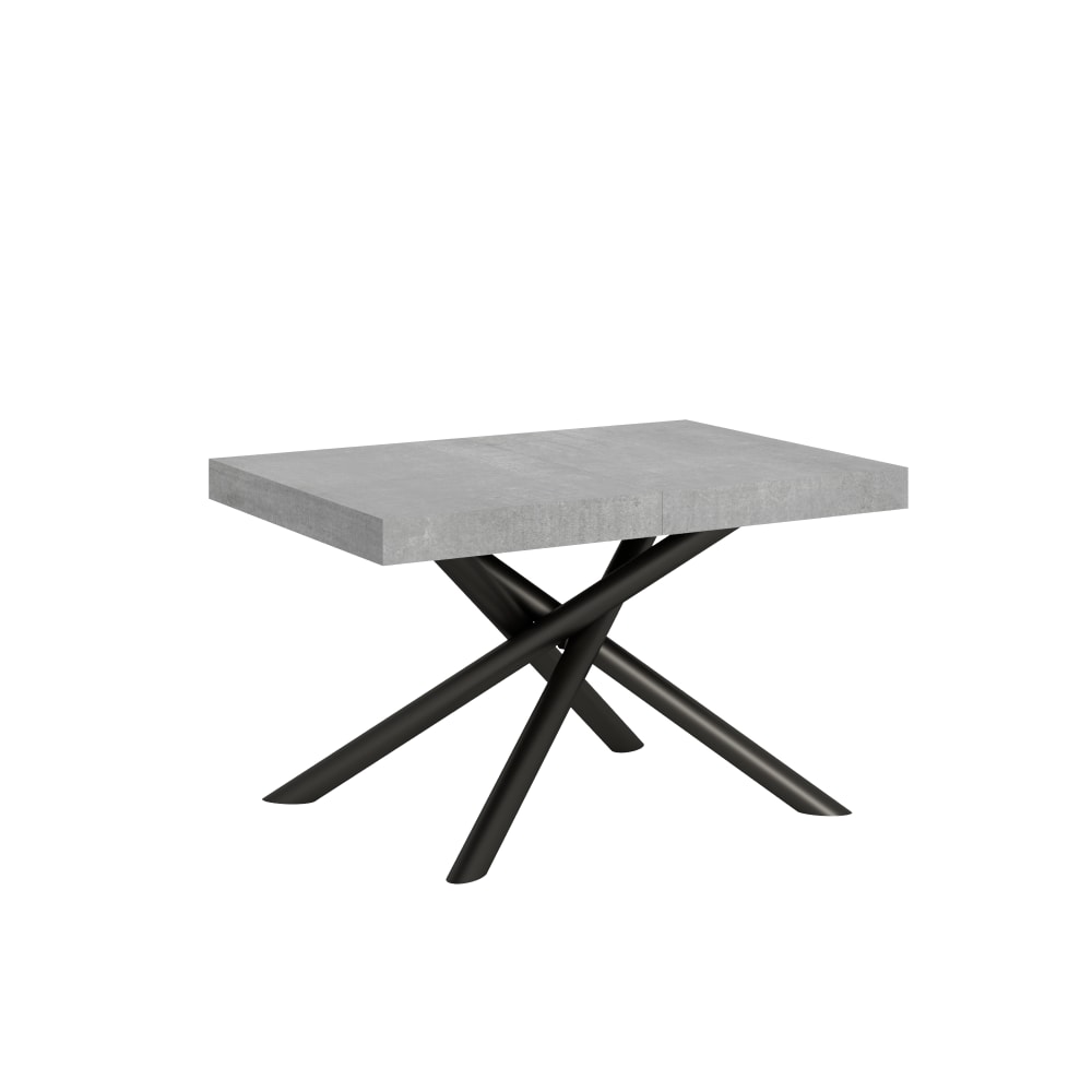 Table extensible effet béton gris 90x120/224 cm