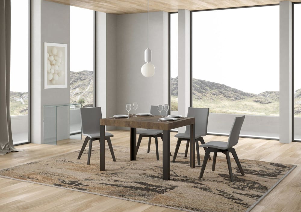 Ausziehtisch 80x120/204 cm in Holzoptik Nussbaum, Eisen - Maisons