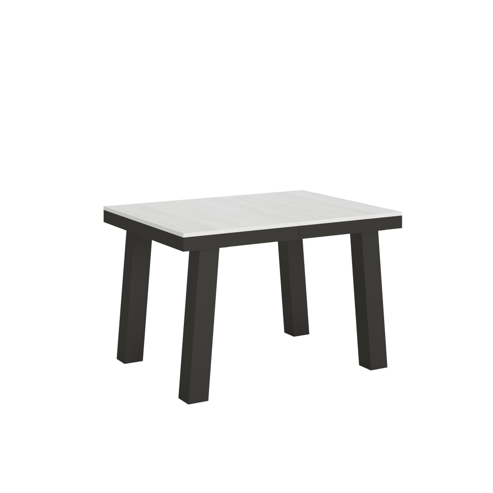 Table extensible effet bois frêne blanc 90x120/380 cm