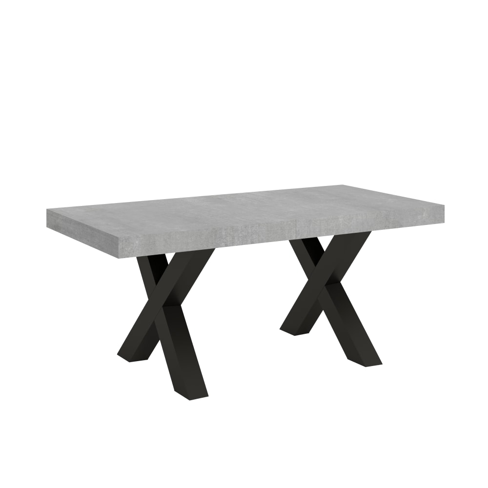 Table extensible effet béton gris 90x180/284 cm