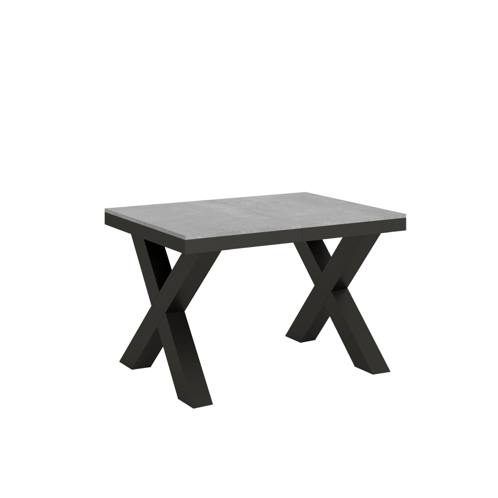 Table extensible effet béton gris 90x120/224 cm