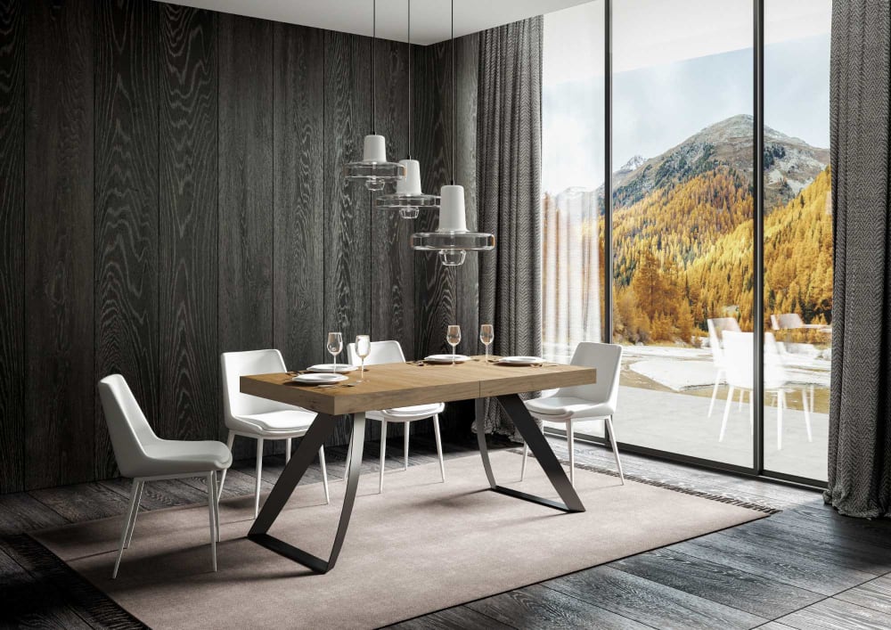 Ausziehtisch 90x200/460 cm in Holzoptik Eiche Natur, Eisen -