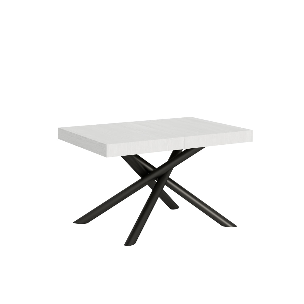 Table extensible effet bois frêne blanc 90x130/234 cm