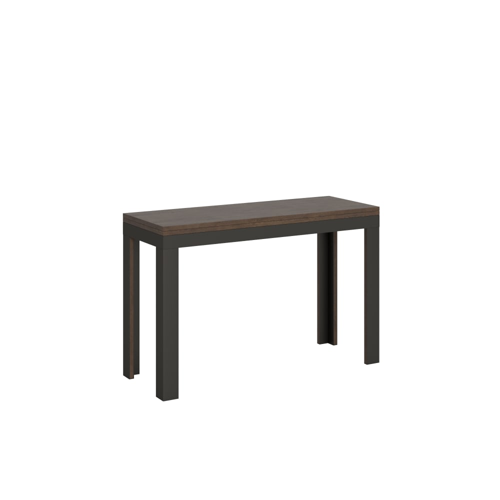 Table extensible portefeuille effet bois noyer 120/200x45/90 cm