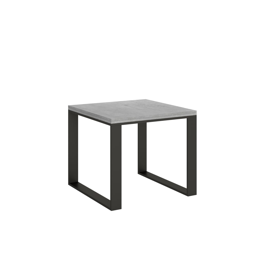 Table extensible portefeuille effet béton gris 90x90/180 cm