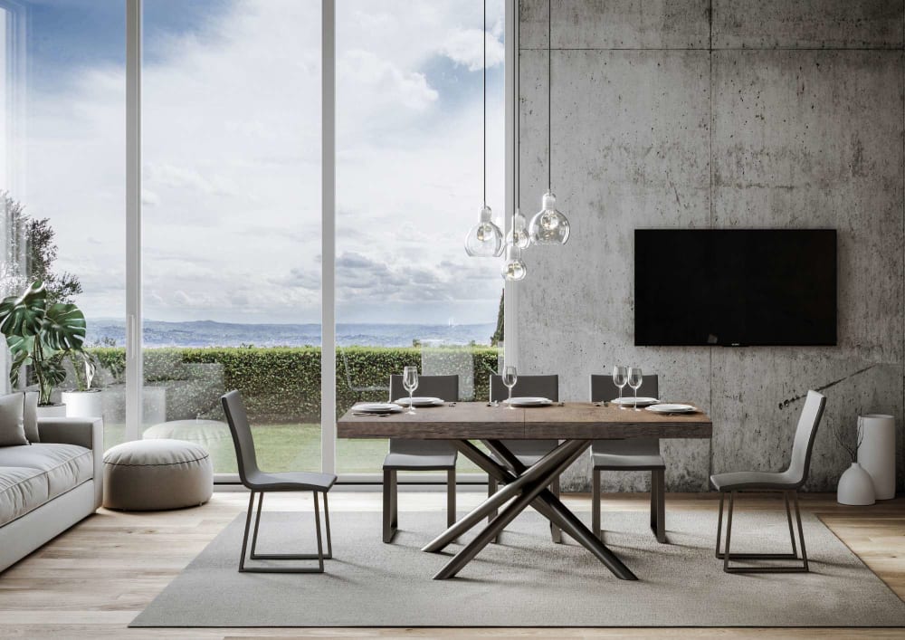 Ausziehtisch 90x180/284 cm in Holzoptik Nussbaumbraun, Eisen -
