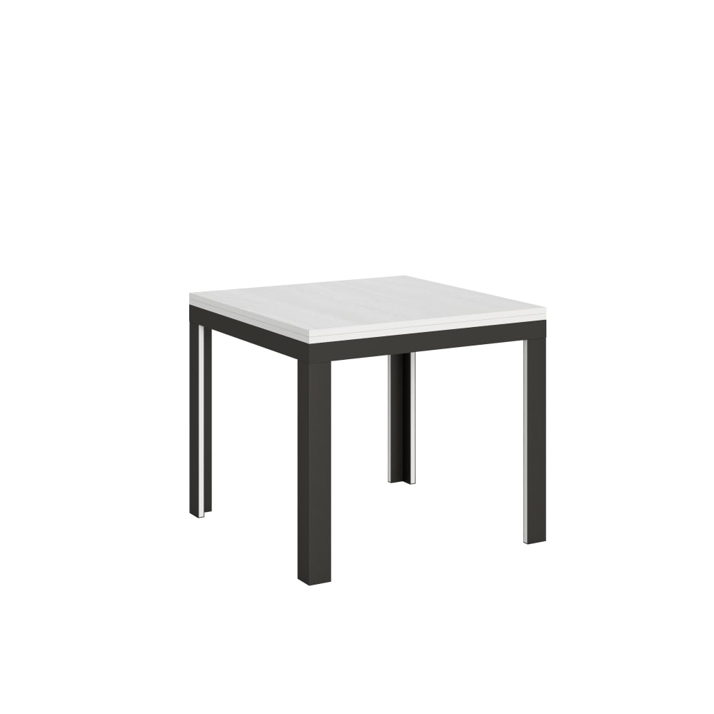 Itamoby Ausziehtisch 90x90/180 cm in Holzoptik Esche weiß, Eisen style modern - Spanplatte