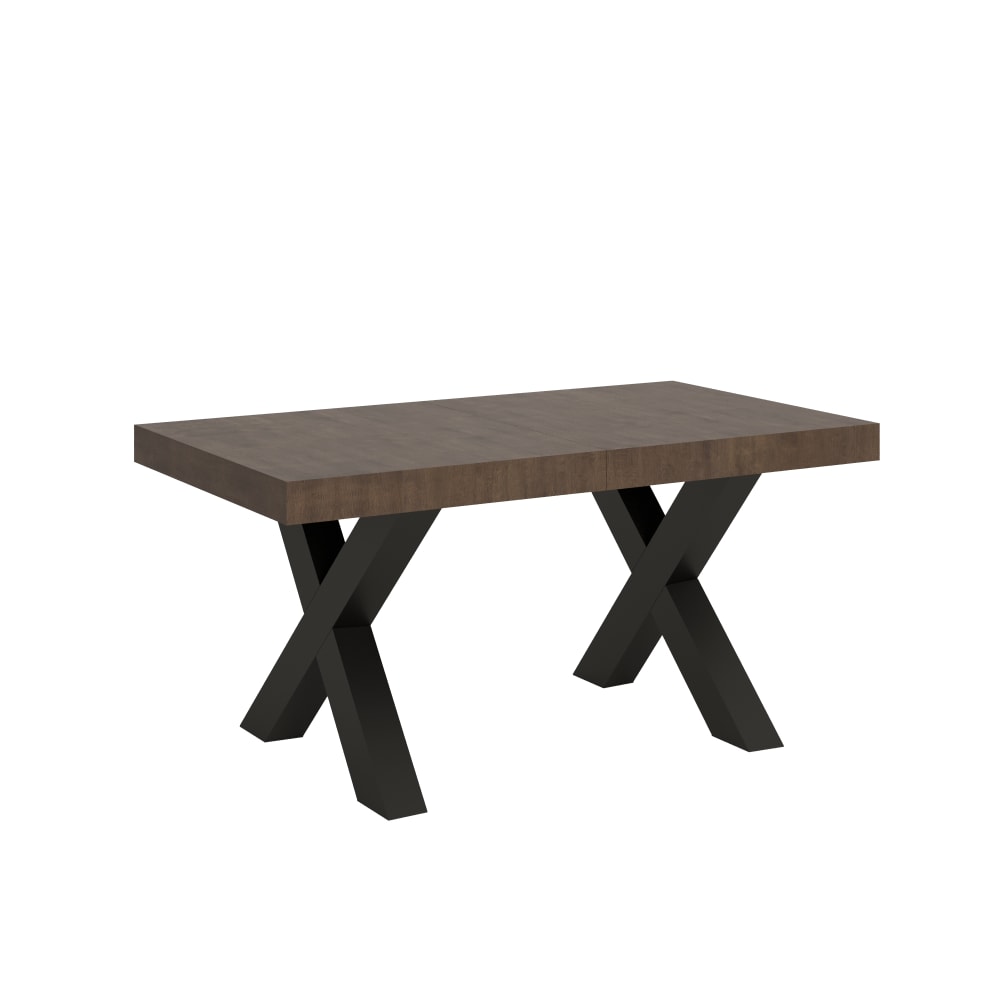 Table extensible effet bois noyer 90x160/420 cm