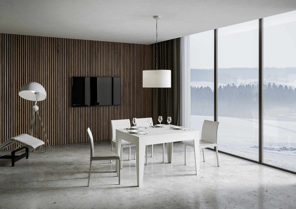 Ausziehtisch 90x120/180 cm in Holzoptik Esche weiß - Maisons Du