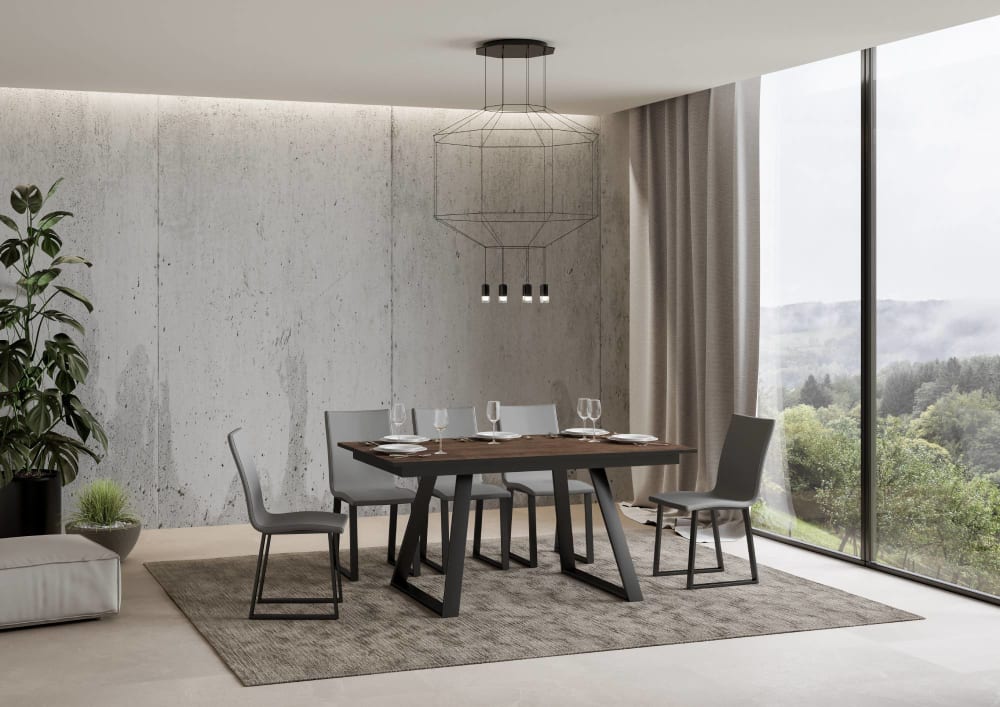 Ausziehtisch 90x160/220 cm in Holzoptik Nussbaum, Eisen - Maisons