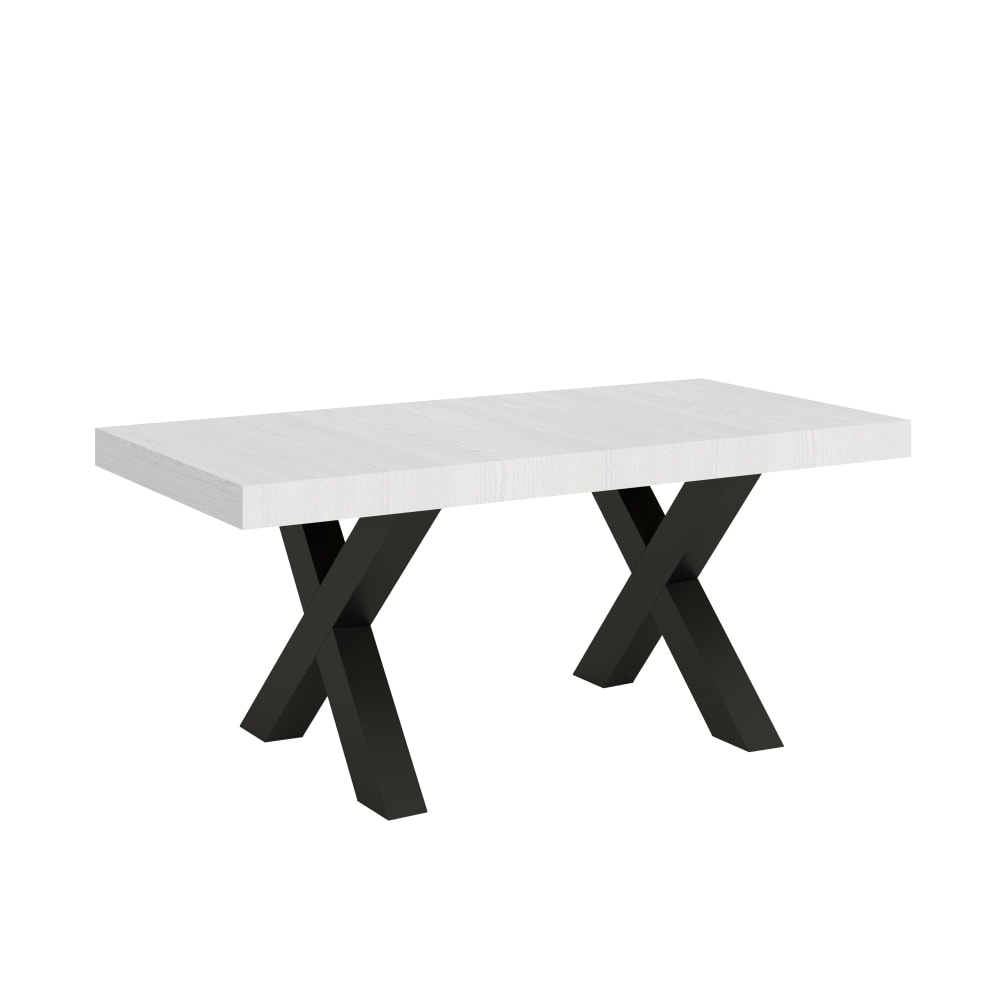 Table extensible effet bois frêne blanc 90x180/440 cm