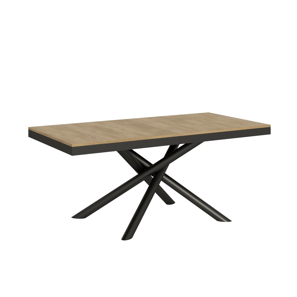 Table extensible effet bois chêne nature 90x180/440 cm