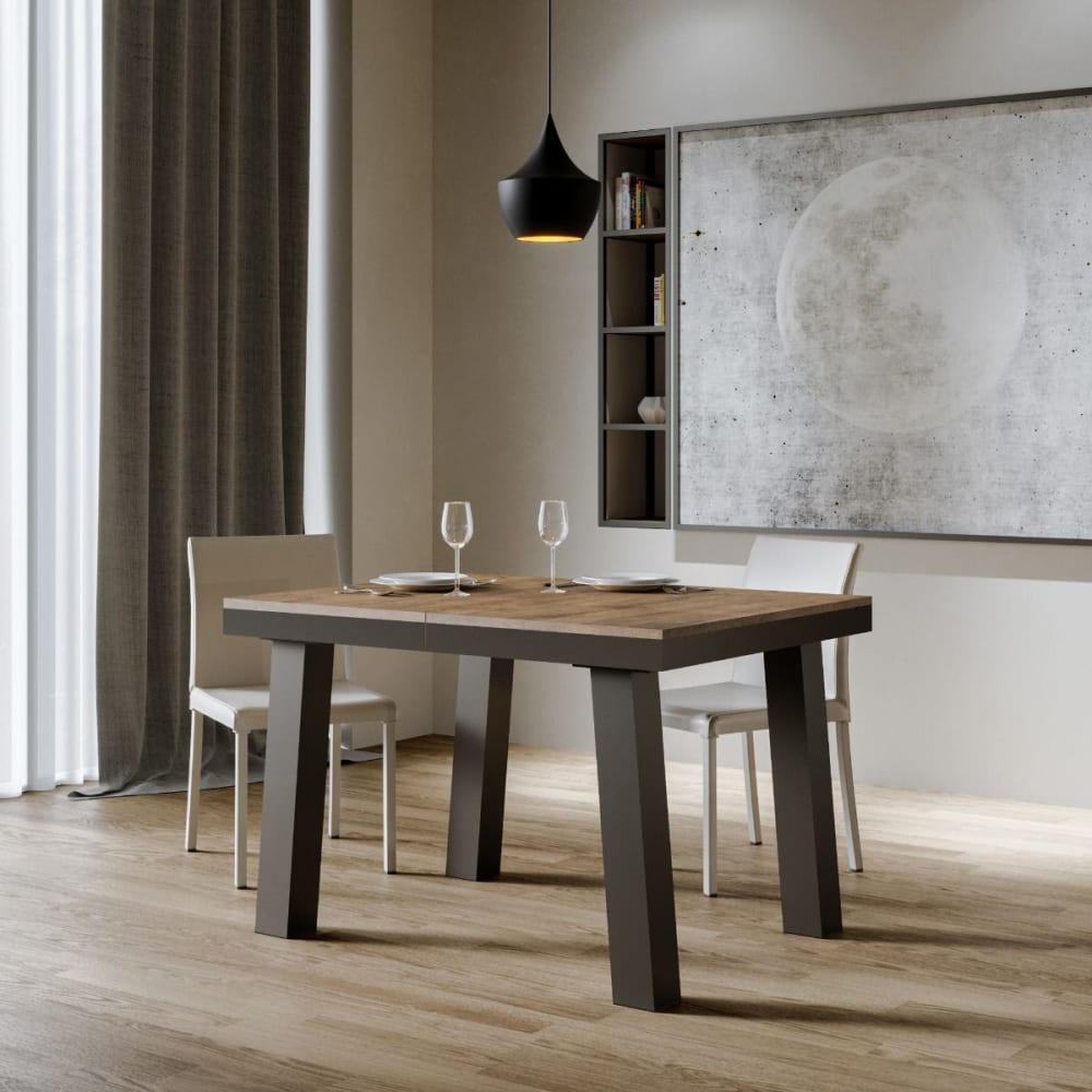 Ausziehtisch 90x120/224 cm in Holzoptik Nussbaum, Eisen - Maisons